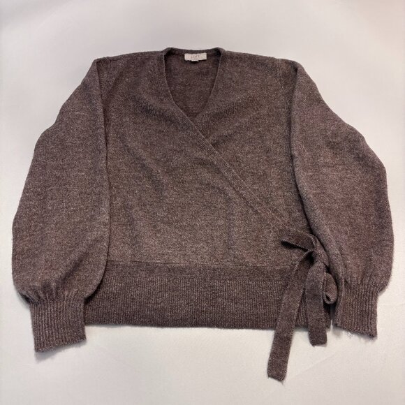 Loft Outlet Womens Ballet Sweater Faux Wrap Ballet Side Tie Brown L Petite - Picture 1 of 5